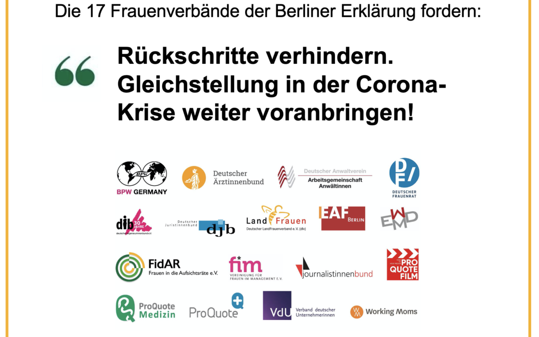 Berliner Erklärung: Gleichstellung in der Corona-Krise weiter voranbringen!